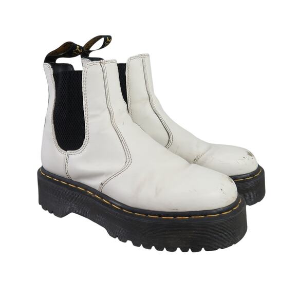Dr. Martens 2976 Quad White Leather Chelsea Boots Womens 8 - Picture 1 of 7
